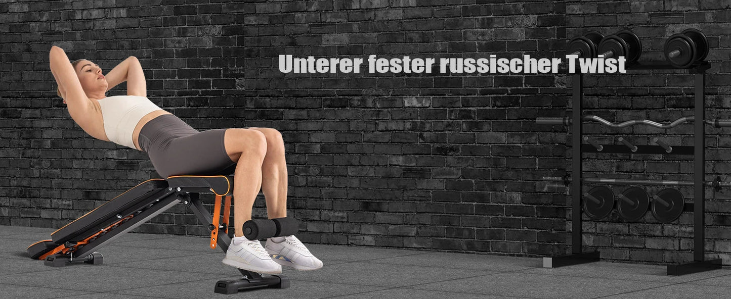 Bigzzia Adjustable Weight Bench with Resistance Bands