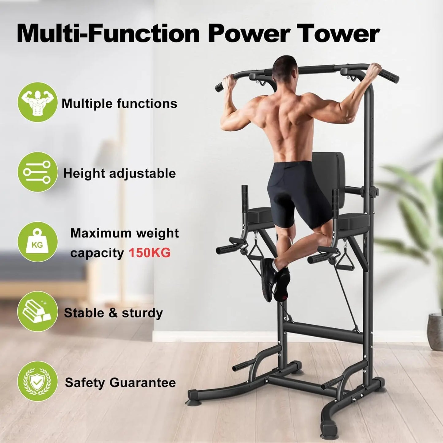 Power Tower Dip Station Pull-Up Bar