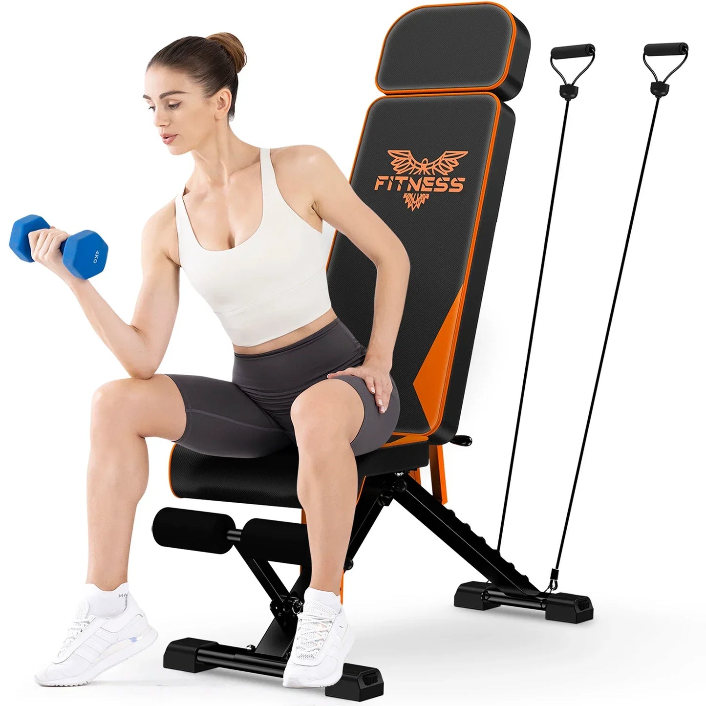 Bigzzia Adjustable Weight Bench with Resistance Bands