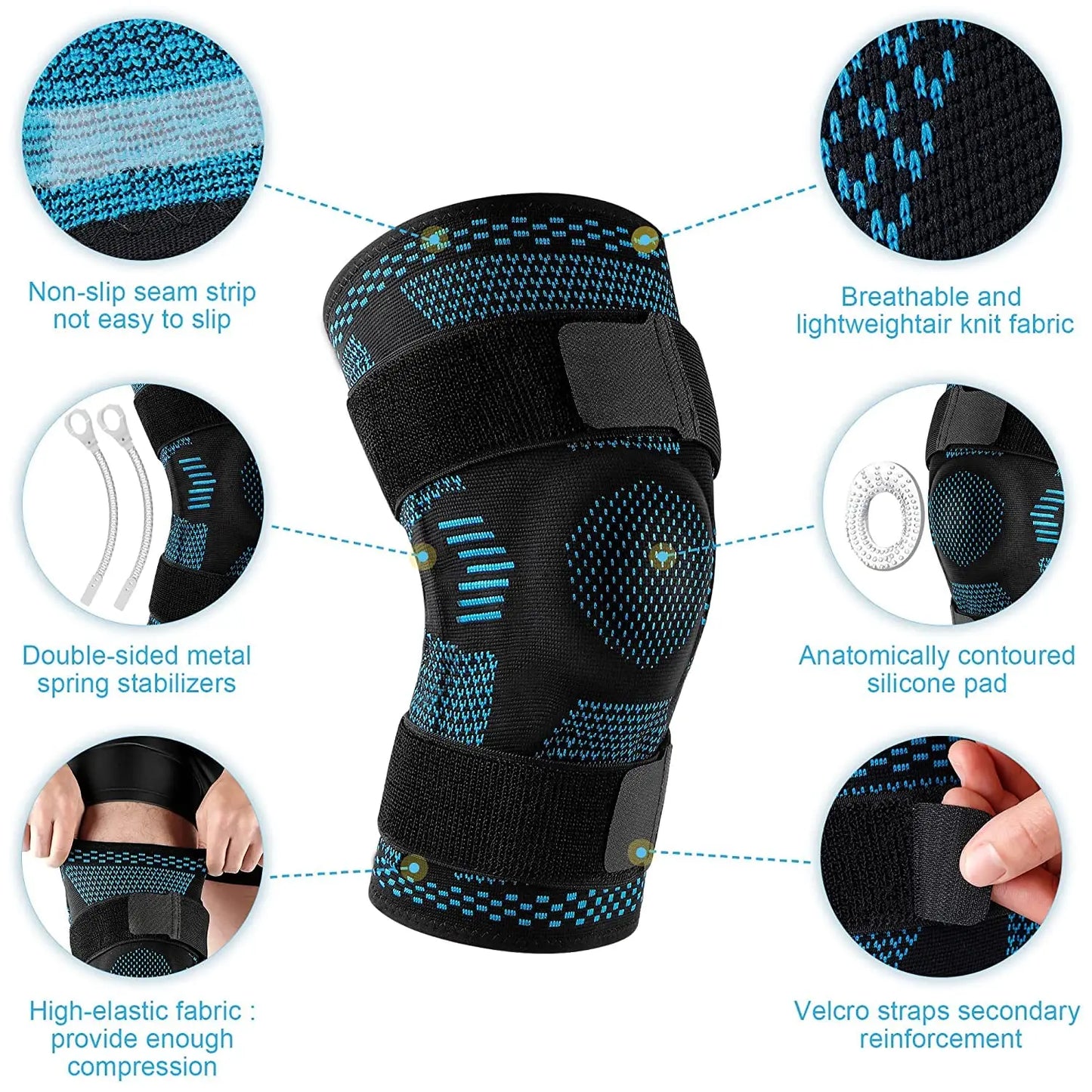 Knee Brace with Side Stabilisers Patella Gel